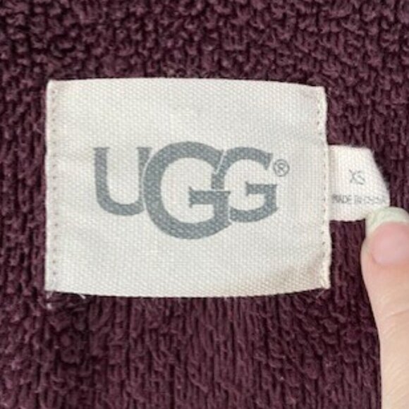 UGG Duffield Fleece Belted Robe Burgundy Wine XS - Picture 12 of 13